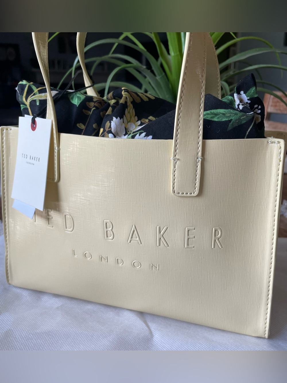 Ted Baker Pale Yellow Structured Top-Handle Tote